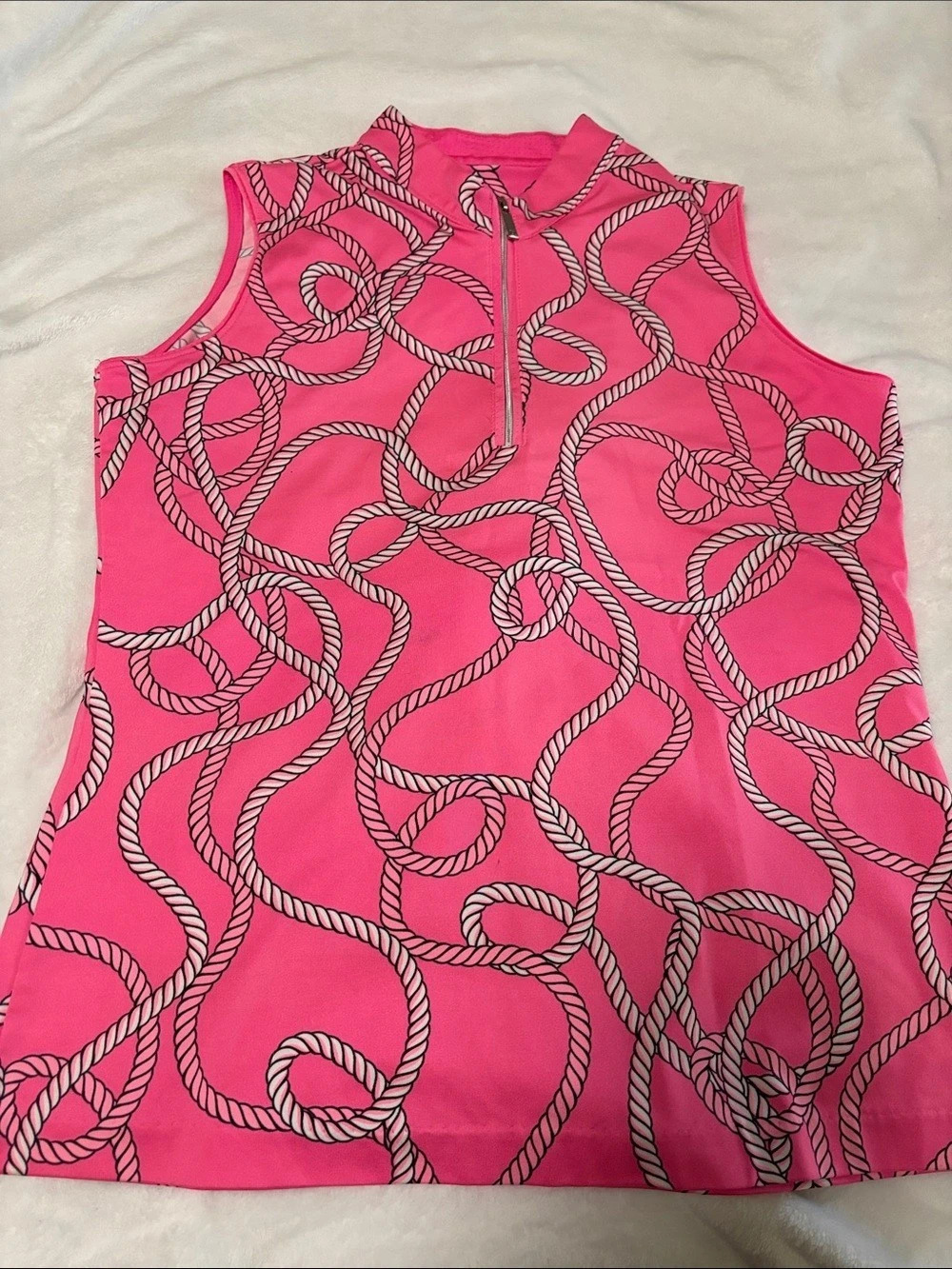 Rope Print Sleeveless Top in Pink & Black Like New
